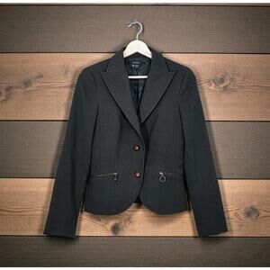 Zara Basic Dark Green Blazer Elbow Patches S